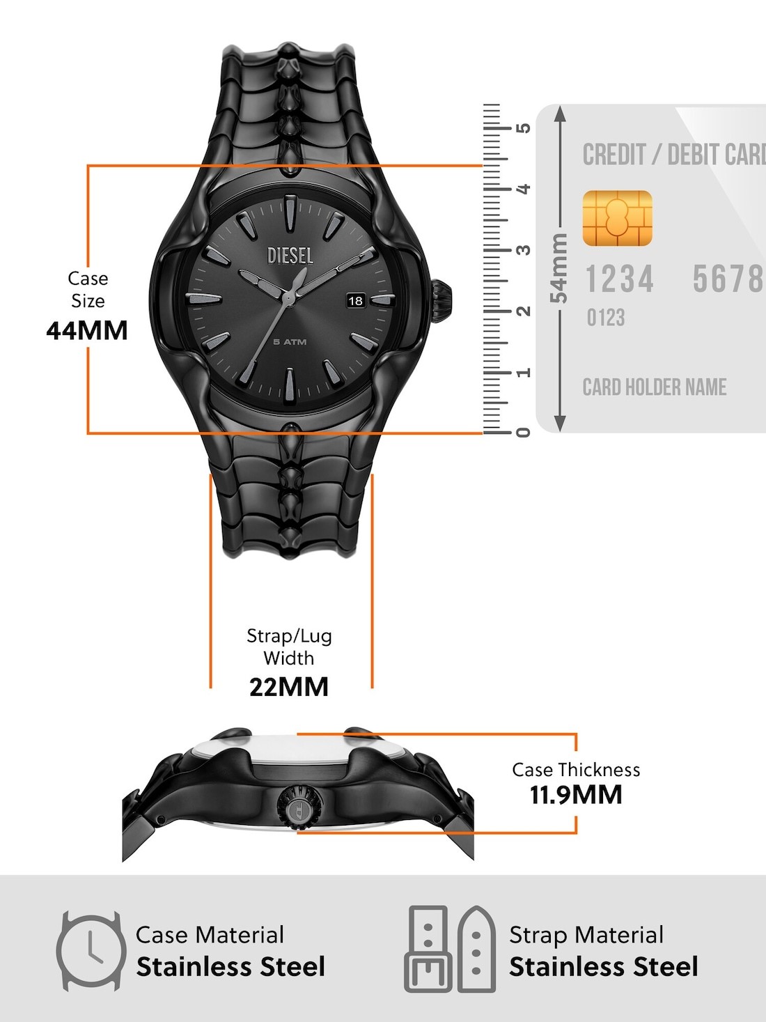 Buy Diesel Black Watch for Men Online | Analog Watches - Watch Station ...