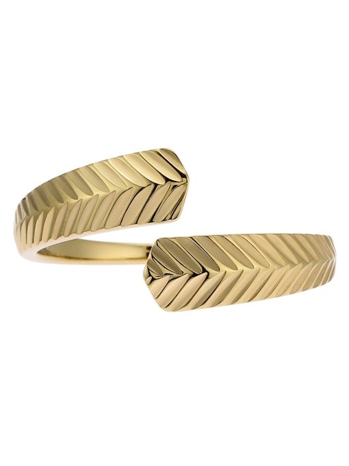 Harlow Linear Texture Gold-Tone Stainless Steel Wrap Ring