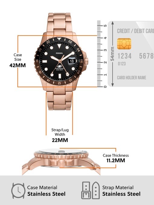Fossil Blue Gmt Rose Gold Watch FS6027