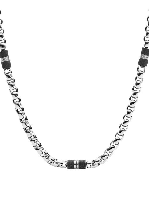 Ellis Black Marble and Stainless Steel Beaded Necklace Ellis Black Marble and Stainless Steel Beaded Necklace