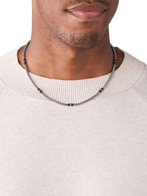 Ellis Black Marble and Stainless Steel Beaded Necklace Ellis Black Marble and Stainless Steel Beaded Necklace