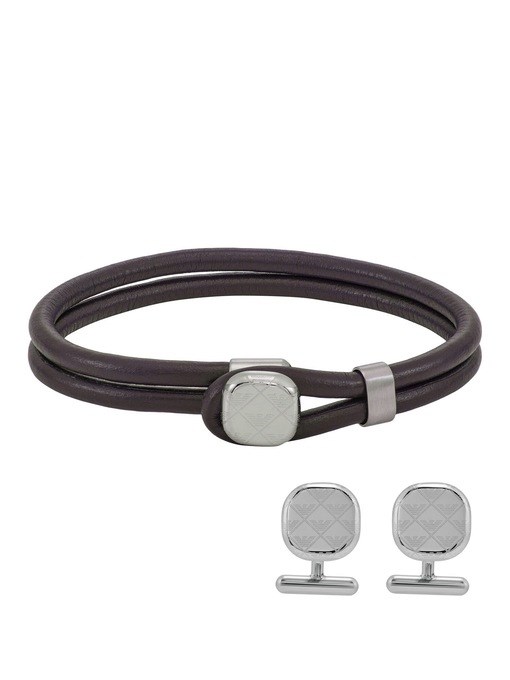 Emporio Armani Silver Cufflinks & Bracelet EGS3151SET