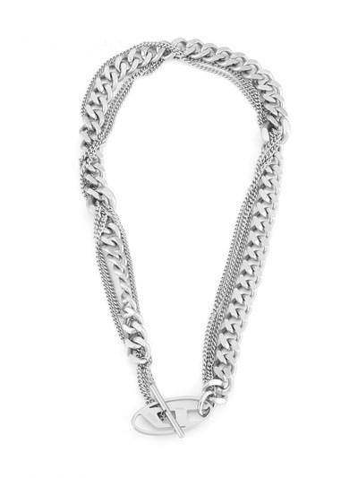 Diesel Oval D Logo Silver Necklace DX1549040