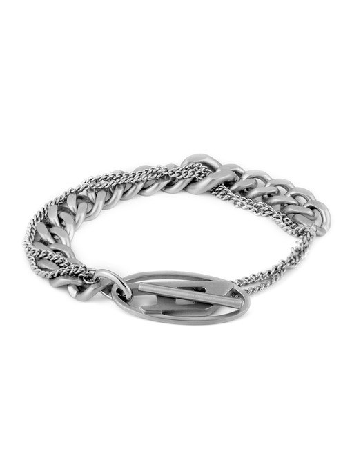 Diesel Oval D Logo Silver Bracelet DX1550040