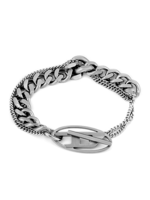 Diesel Oval D Logo Silver Bracelet DX1550040