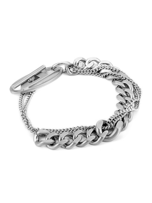 Diesel Oval D Logo Silver Bracelet DX1550040