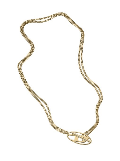 Diesel Oval D Logo Gold Necklace DX1567710