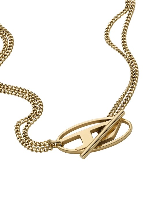 Diesel Oval D Logo Gold Necklace DX1567710