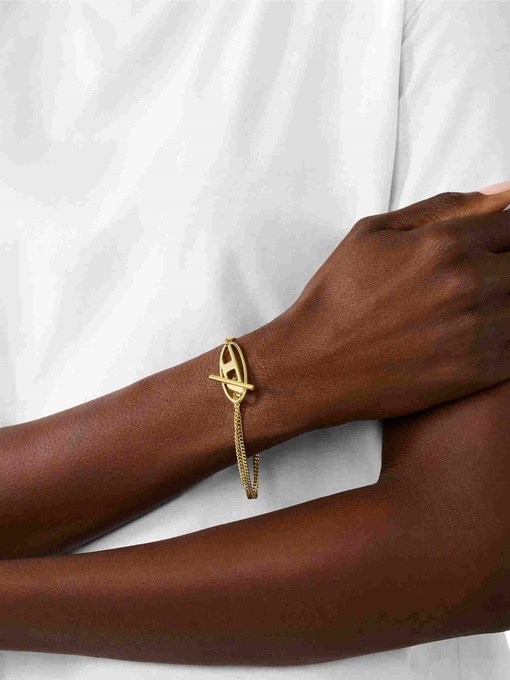 Diesel Oval D Logo Gold Bracelet DX1571710
