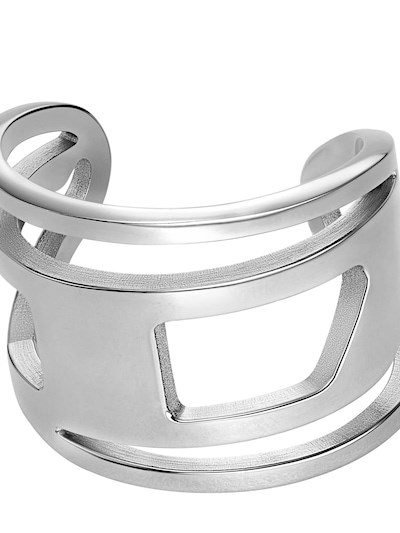 Diesel Oval D Logo Silver Ring DX1548040