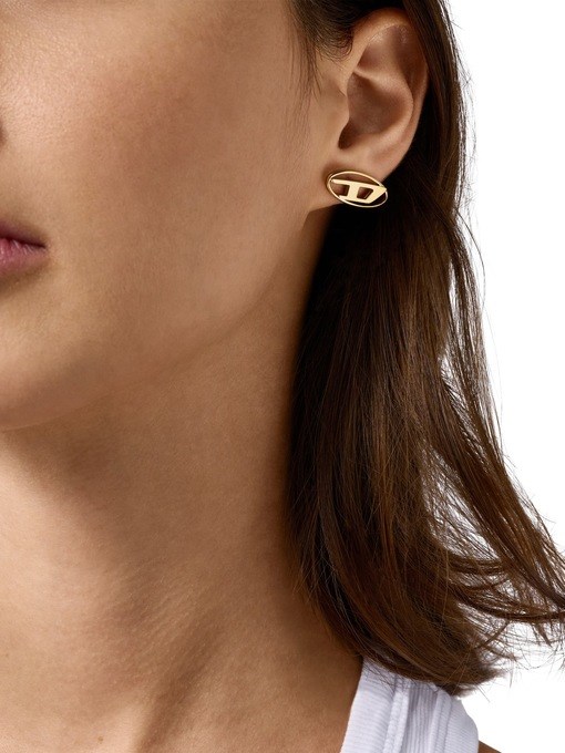 Diesel Oval D Logo Gold Earring DX1590710 Diesel Oval D Logo Gold Earring DX1590710