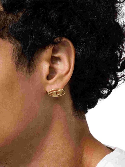 Diesel Oval D Logo Gold Earring DX1590710 Diesel Oval D Logo Gold Earring DX1590710
