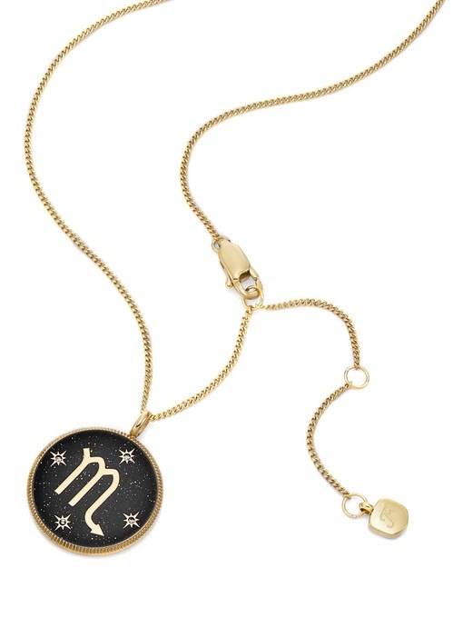 Scorpio Sutton Zodiac Gold-Tone Stainless Steel Black Sandstone Pendant Necklace Scorpio Sutton Zodiac Gold-Tone Stainless Steel Black Sandstone Pendant Necklace