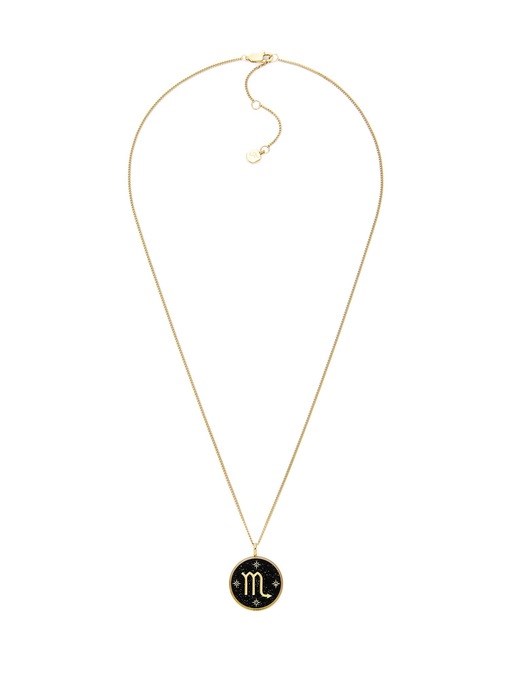 Scorpio Sutton Zodiac Gold-Tone Stainless Steel Black Sandstone Pendant Necklace