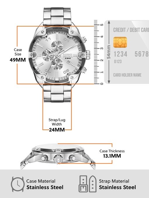 Diesel Spiked Silver Watch DZ4677