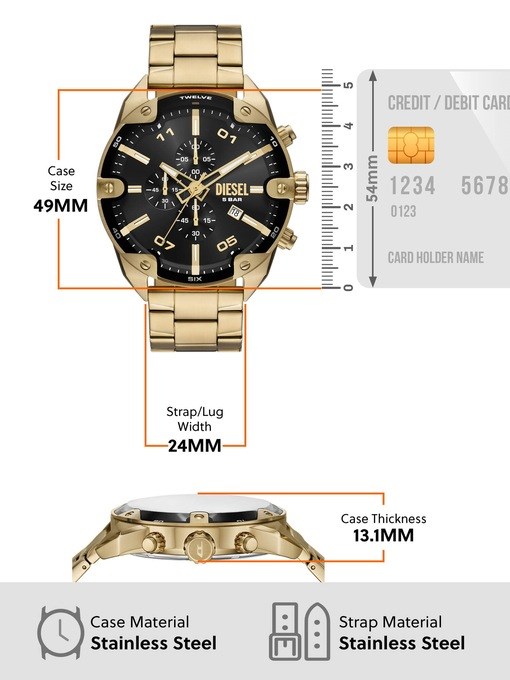 Diesel Spiked Gold Watch DZ4678