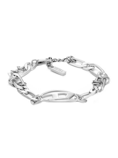 Diesel Oval D Logo Silver Bracelet DX1599040