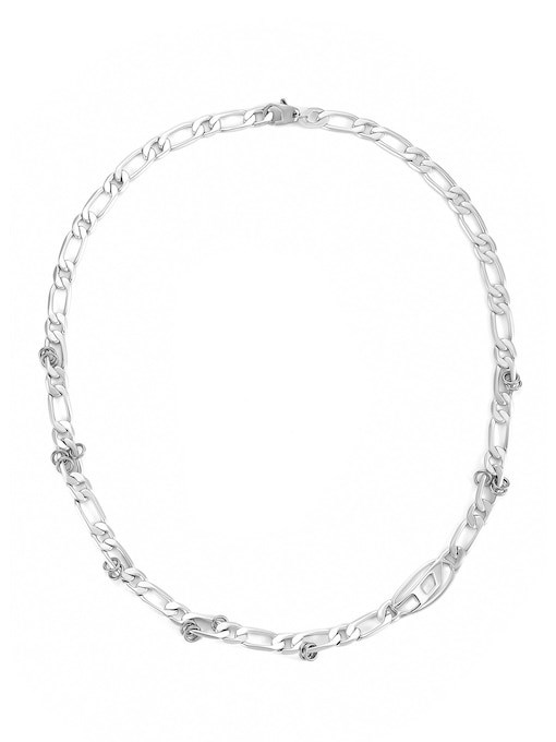 Diesel Oval D Logo Silver Necklace DX1600040