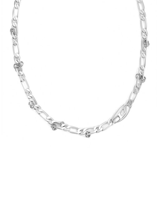 Diesel Oval D Logo Silver Necklace DX1600040