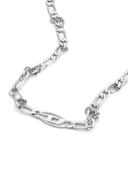 Diesel Oval D Logo Silver Necklace DX1600040
