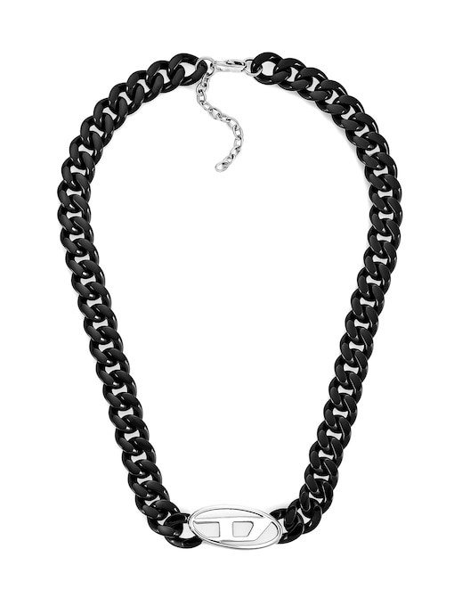 Diesel Oval D Logo Black Necklace DX1610931