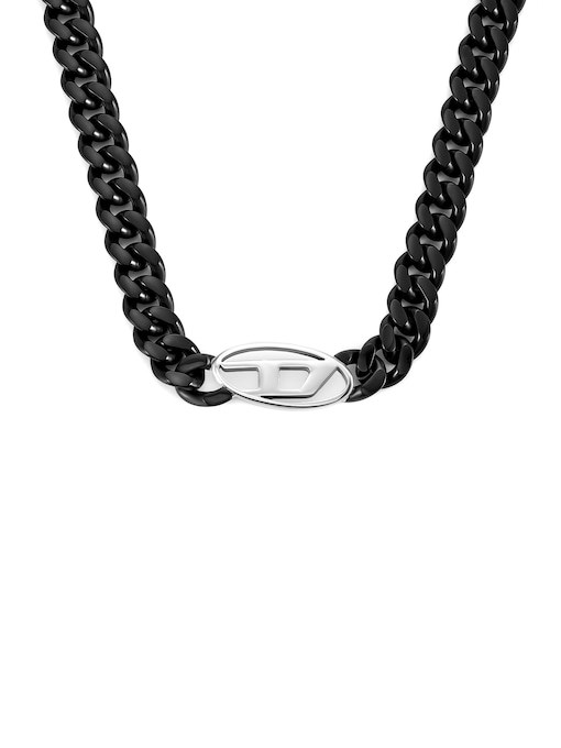 Diesel Oval D Logo Black Necklace DX1610931