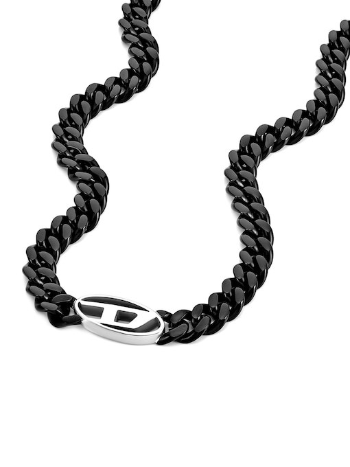 Diesel Oval D Logo Black Necklace DX1610931