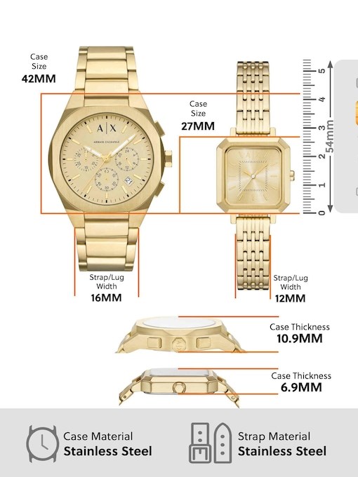 Armani Exchange Gold Watch AX7171SET