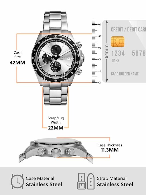 Fossil Autocross Silver Watch FS6124