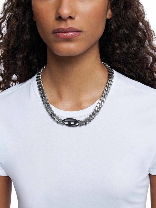 Diesel Oval D LogoTwo-Tone Necklace DX1635931