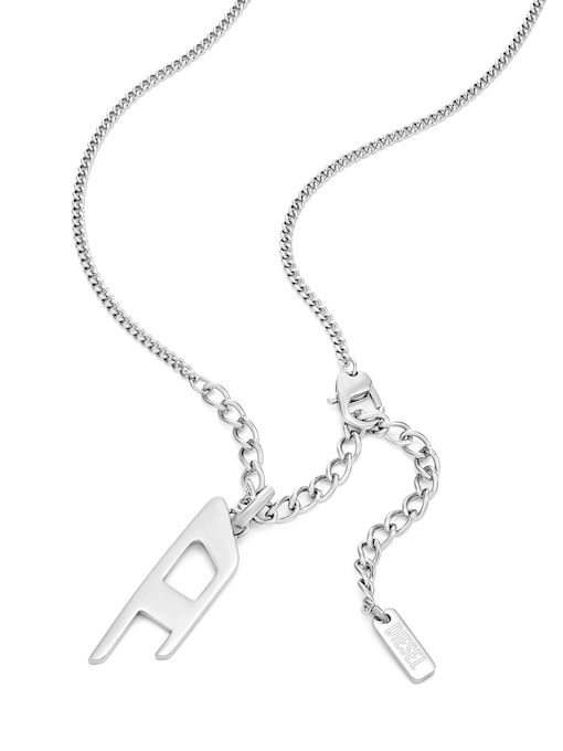 Diesel D Logo Silver Necklace DX1625040
