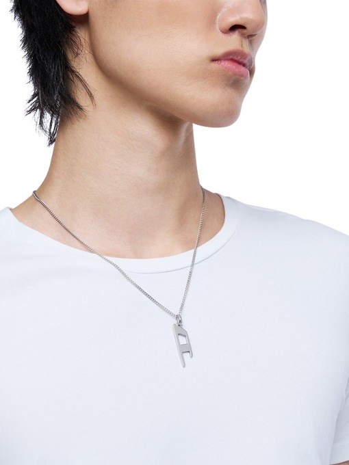 Diesel D Logo Silver Necklace DX1625040