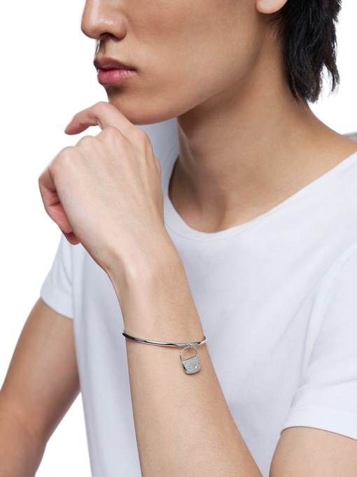 Diesel Oval D Logo Silver Bracelet DX1621040