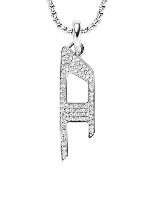 Diesel D Logo Silver Necklace DX1624040