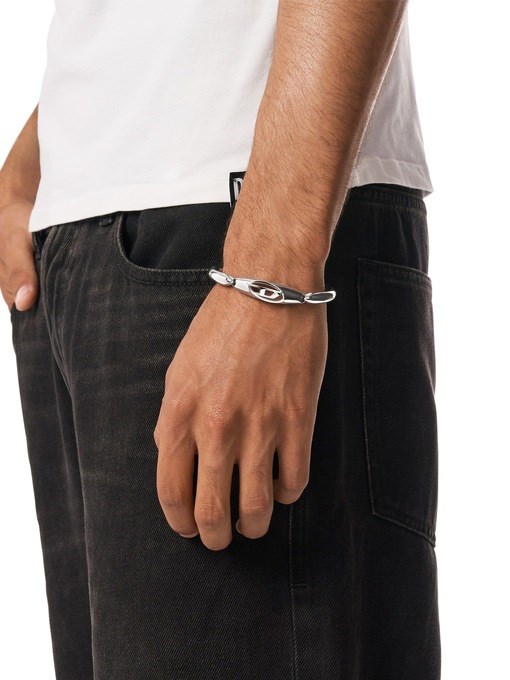Diesel Oval D Logo Silver Bracelet DX1643040