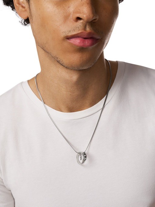 Diesel Oval D Logo Silver Necklace DX1644040
