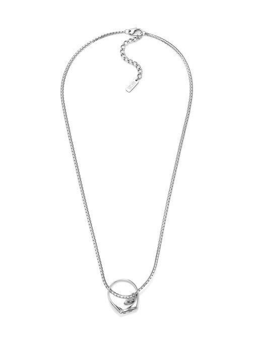 Diesel Oval D Logo Silver Necklace DX1644040