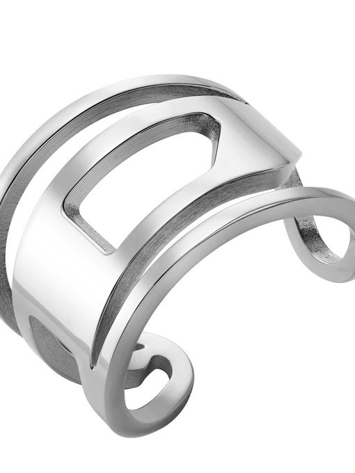 Diesel Oval D Logo Silver Ring DX15480409