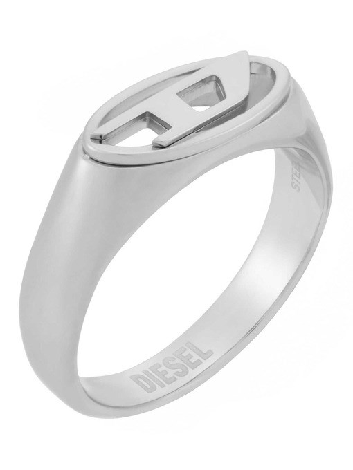 Diesel Oval D Logo Silver Ring DX15870409