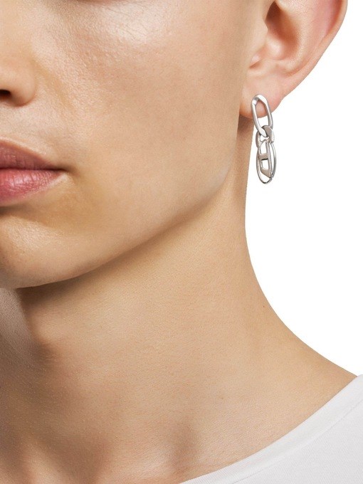 Diesel Oval D Logo Silver Earring DX1598040