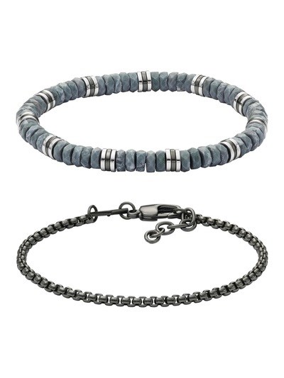 Fossil Jewelry Gunmetal Bracelet Set JGFTSET1106