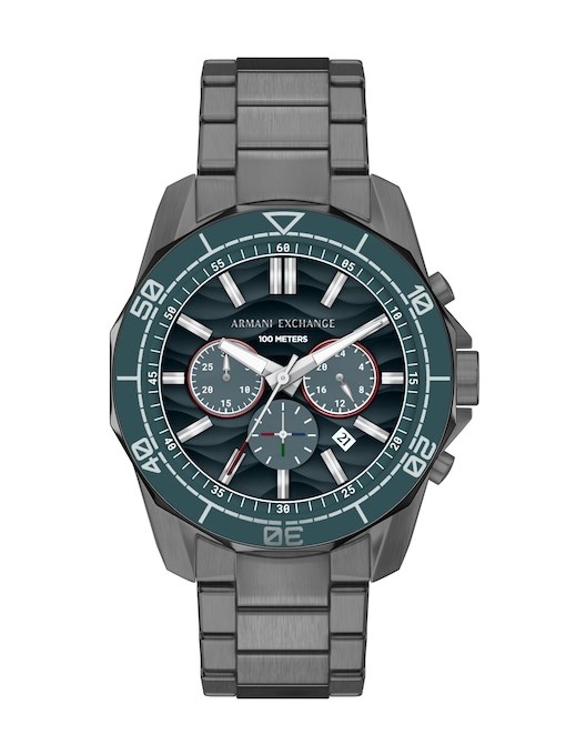 Armani Exchange Three-Hand Black Silicone Watch