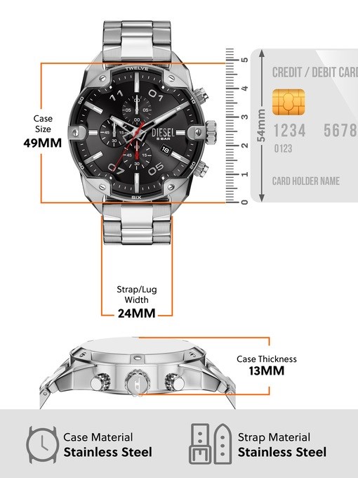 Diesel Spiked Silver Watch DZ4709