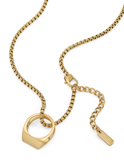 Diesel D Logo Gold Necklace DX1670710