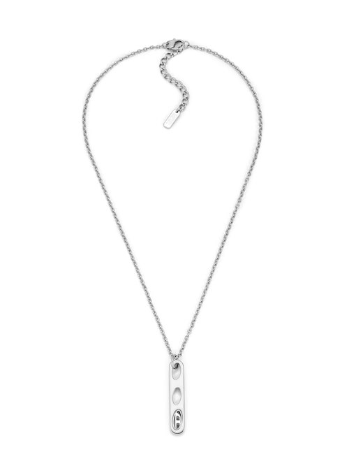 Diesel Oval D Logo Silver Necklace DX1662040