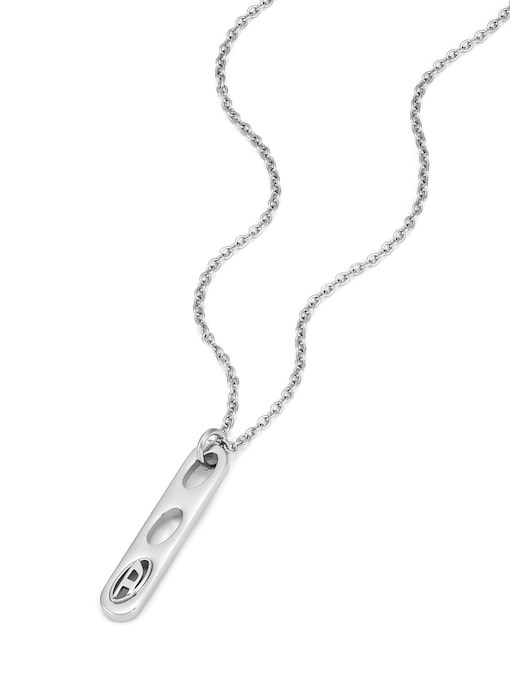 Diesel Oval D Logo Silver Necklace DX1662040