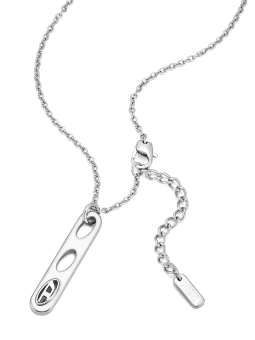 Diesel Oval D Logo Silver Necklace DX1662040