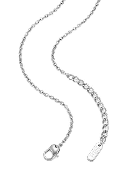 Diesel Oval D Logo Silver Necklace DX1662040