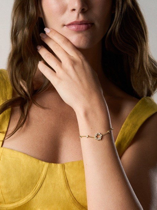 Ellis Mixed Shapes Gold-Tone Brass Station Bracelet
