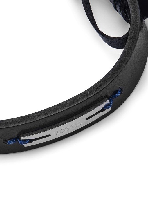 Machine Rugged Midnight Blue and Black Leather Strap Bracelet